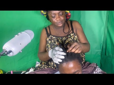 Asmr, relaxing soft whisper scalp check and scratching between hair