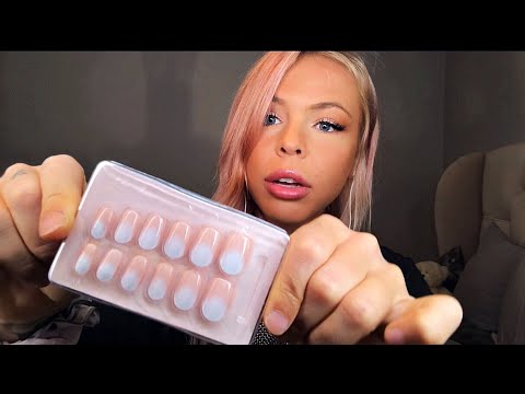 ASMR | DOING MY FAKE NAILS | STICK-ON ADHESIVE | UP CLOSE WHISPERING