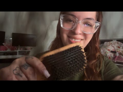 ASMR| Hair play & hair brushing- (hair in front of camera) lots of hair sounds 😴- no talking