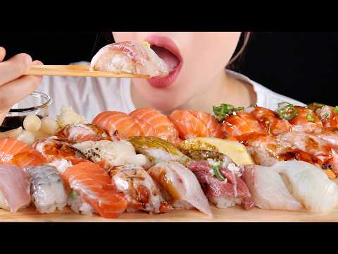ASMR Nigiri SUSHI Platter | Assorted Salmon Sushi and More | Eating Sounds Mukbang