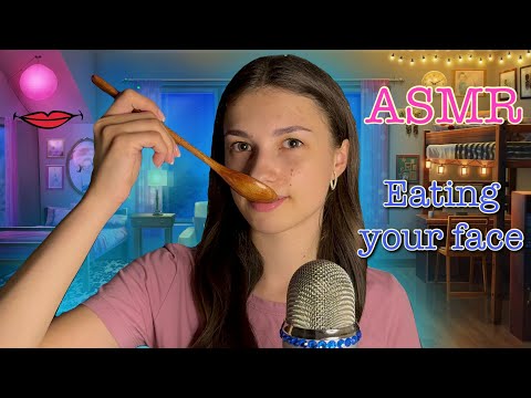 ASMR🎙️💤EATING YOUR FACE👅👄WITH WOODEN SPOON🥄😴