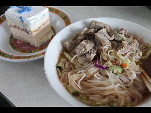 ASMR MUKBANG spicy rice noodles w/ ICE CREAM cake dessert