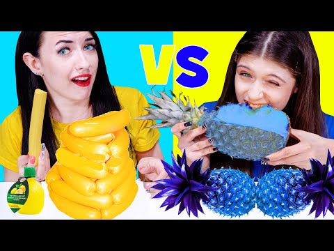 ASMR Blue Food VS Yellow Food Challenge by LiLiBu