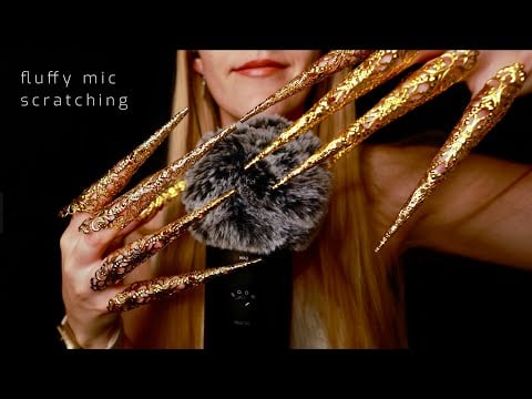 ASMR Fluffy Mic Scratching w/ Gold Claws 💅 | Testing Canon R8 Camera Sounds