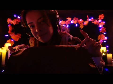 ASMR Leather Tapping 🍂 Cozy Candlelit Fall Ambience Rainy Vibes
