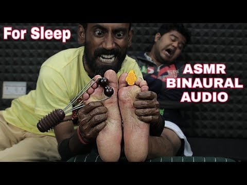 Deep Tissue ASMR Foot Massage By Master Tapas | Indian Leg And Thigh Massage With Binaural Audio