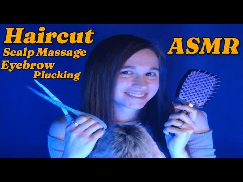 ASMR Haircut Roleplay |haircut, scalp massage, and eyebrow plucking|