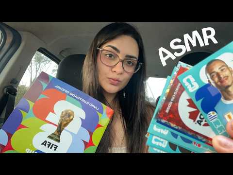 ASMR Álbum de Figurinhas NO CARRO ⚽🚗