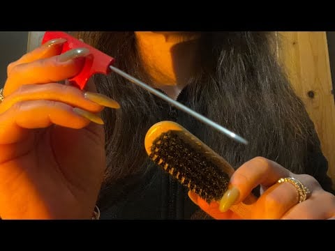 Lofi asmr🎧sectioning & braiding your hair💆‍♀️invisible clips & brushing🎀 no talking 