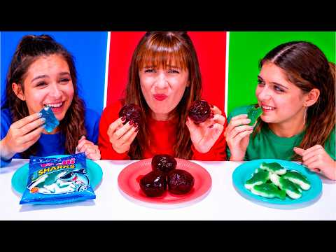 ASMR Most Popular Red, Blue, Green Candy Eating Compilation Challenge