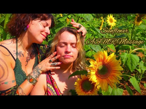 SUNFLOWER ASMR GENTLE MASSAGE | Deep sleep & relaxation guided meditation |Hair play & face brushing