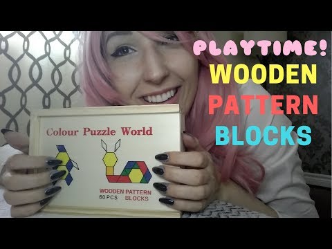 ASMR - PATTERN BLOCKS ~ Playing with Wooden Blocks! Tapping, Counting, Organizing & More!