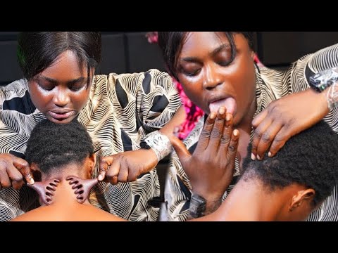 ASMR no gum back,head , neck shoulder massage, mouth sound fake spit painting head massage for sleep