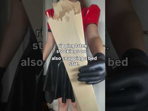 ripping latex stockings and snapping a bed alta at the same time. not funny #latexdress #gloves
