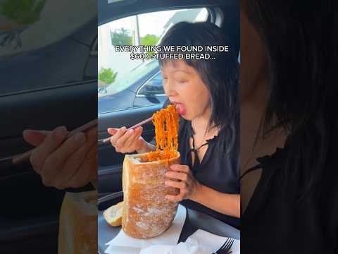 EVERYTHING WE FOUND INSIDE $600 STUFFED BREAD... #shorts #viral #mukbang