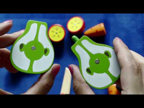 ASMR whispering wooden magnetic fruit 🍎 first video