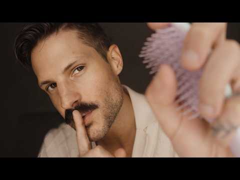 ASMR Boy Tracing and Brushing Until You Sleep (Ear to Ear Whispers)