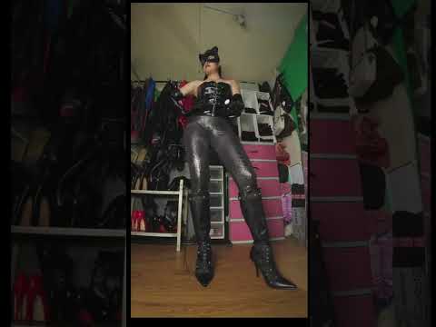 Leather PVC try on #bootsgoddess #leatherboots