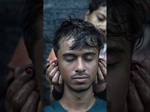 Indian Lady Barber's Stress Relief Head Massage ASMR #shorts