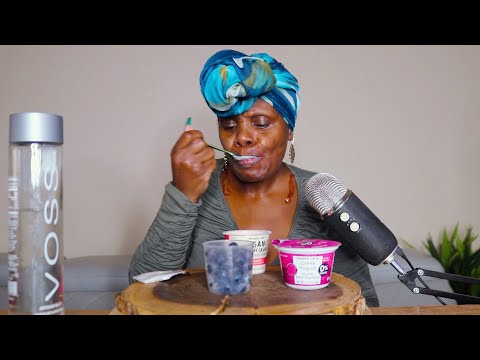 BLACK RASPBERRY YOGURT VS STRAWBERRY CASHEW ALTERNATIVE ASMR EATING SOUNDS