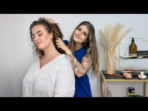 ASMR Hair Play & Styling [Real Person] Scalp Check & Massage (deutsch)