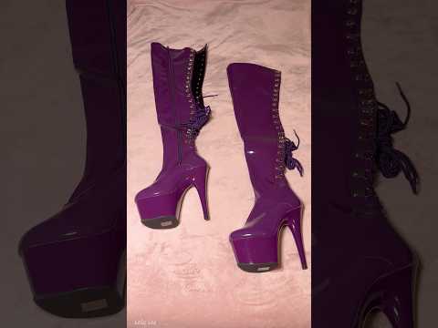 Shall I try them on & show you how they look???👀💜 #boots #thighhighboots #pleaserboots #heels