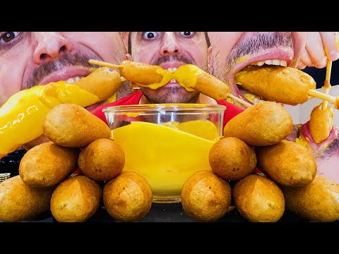 CHEESE SAUCE DIPPING CORNDOG FEAST ! * ASMR MUKBANG NO TALKING * nomnomsammieboy 옥수수 개