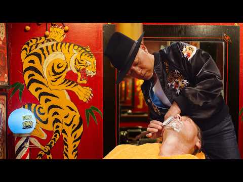 💈 Relaxing Timeless Goatee Shave & Ducktail Hair Styling At Blue Velvet’s | Hiroshima, Japan