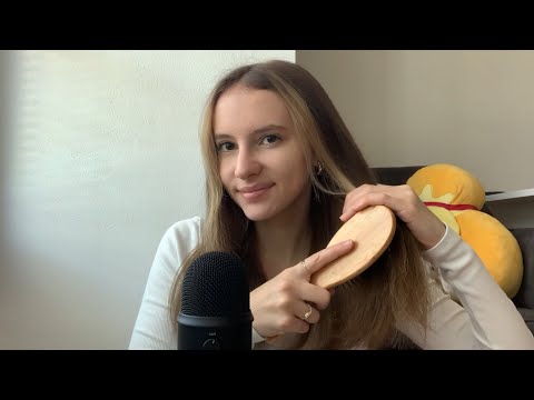 ASMR hair brushing with wooden brush + fav hairstyles 🐰
