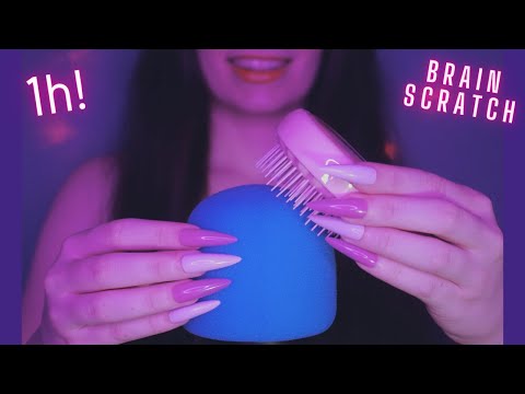 Asmr Deep Mic Scratching , Brushing & Stroking | Asmr No Talking for Sleep with Long Nails - 1H