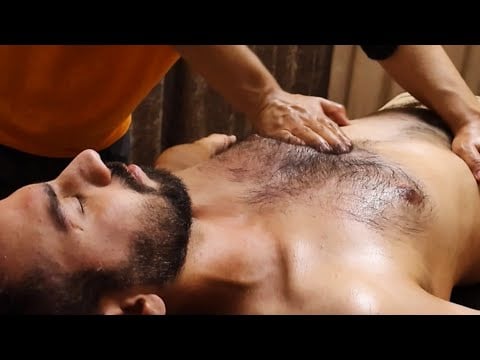 Deep ASMR Massage on a Hairy Chest & Belly
