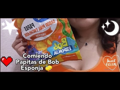 ASMR | Comiendo Papas De Bob Esponja Sabor PIÑA!?? 🧽🍍 #asmr #eating