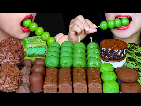 ASMR GALAXY CHOCOLATE CAKE BARS, GREEN TEA DANGO, MARSHMALLOW, ICE CREAM SANDWICH, BAKED CHOCOLATE먹방