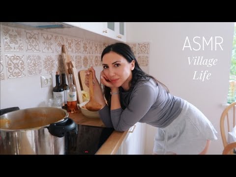 ASMR Slow Village Life - Gardening & Making Apricot Jam -[ CloseUp Whisper ] [ Nature Sounds ]