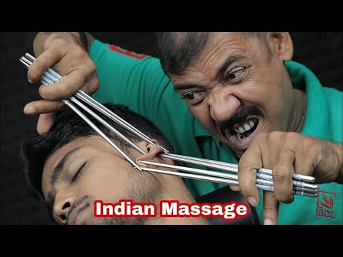 Asim Barber Perfectly Use Chopsticks For ASMR Head Massage | Hair Cracking and Neck Crack