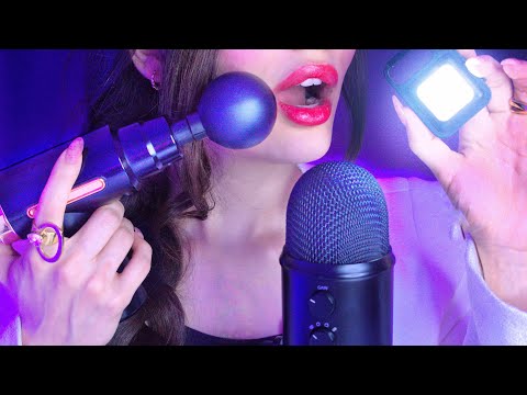 asmr brain massage with vibration gun and mouth sound+light trigger