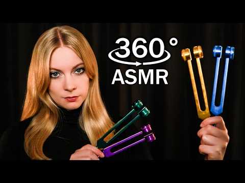 360° Tuning Fork ASMR 🎧 Anticipatory Triggers, Binaural Beats, Eyes Closed Instructions