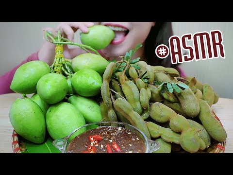 ASMR EXTREME SOUR MANGO & TAMARIND in Thai Shrimp Paste Dipping,CRUNCHY EATING SOUNDS | LINH-ASMR