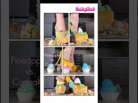 Pineapples vs. Cupcakes! Oddly Satisfying in High Heels Food Crushing! ASMR