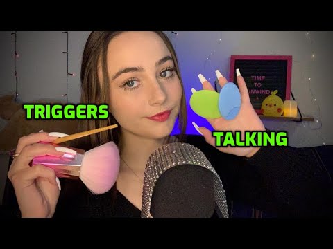ASMR | Trigger Assortment & Whispering | mic triggers, wood sounds, rambling 😴🌸