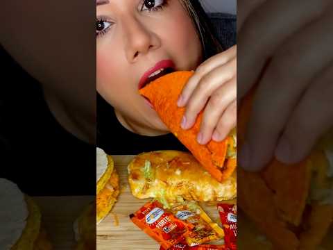 Crunchy nacho cheese tacos #asmr #tacos #food #mukbang #shorts