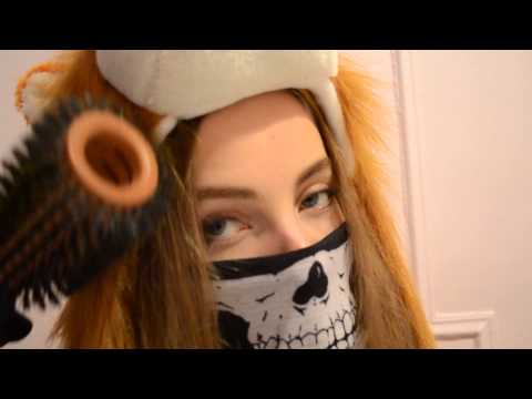 ASMR close up,brushing hair,leather gloves,whisper