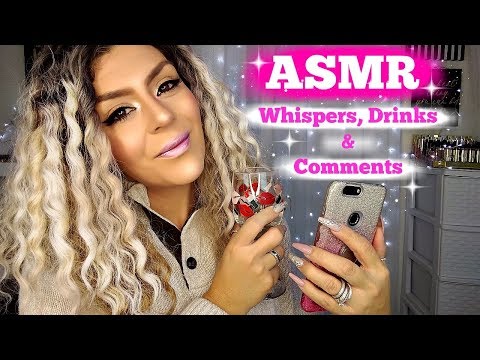 ASMR (Drinking Whispers) Reading Comments Chewing Gum