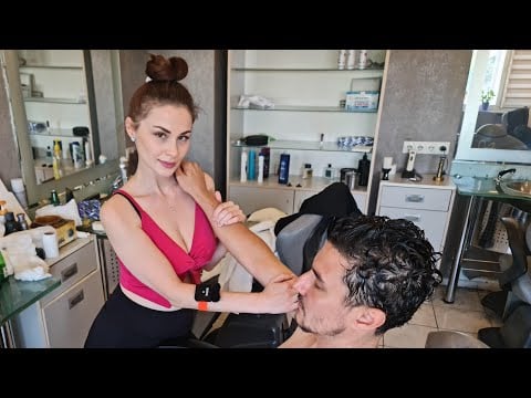 💈THIS IS WHAT HE NEEDED AFTER A LONG DAY 😮 | UKRANIAN LADY BARBER IRA’S FOAMY ASMR MASSAGE SESSION