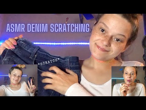 ASMR denim jeans & shirt scratching + lollipop 🍭 sounds