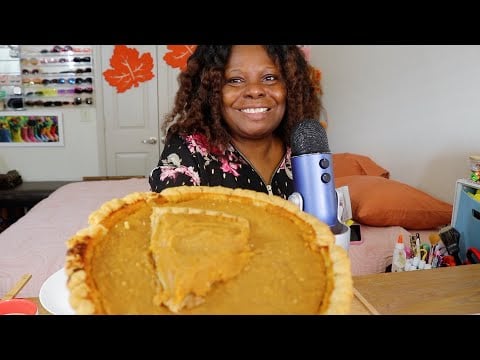 My Friend Made Me A Whole Thanksgiving Sweet Potato Pie  ASMR Eating Sounds