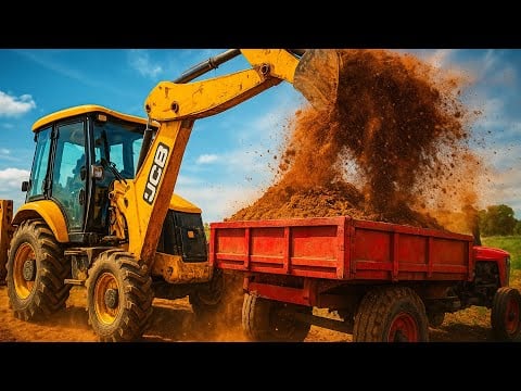 Jcb 3dx Xpert Loading Mud Trolley Tractors Swaraj TATA Tippers Thar New Holland 3630 Tractor truck