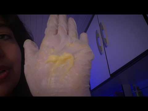 ASMR Massagem do lento ao agressivo na sua dor lombar, nos ombros cansados e na nuca,com gel e luvas