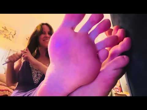 ASMR hair brushing bare feet quiet relaxing