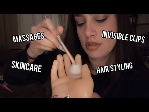 Fast Aggressive ASMR Pampering Session (Massage, Hair Curling, Clips, Skincare)